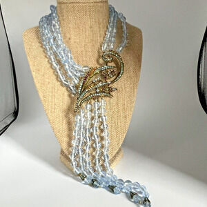 HEIDI DAUS Waterfall Aquamarine Multi Strand Drop Lavalier Necklace